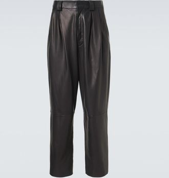 Giorgio Armani Archivio pleated leather straight pants