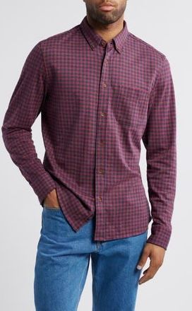 Faherty Coastline Knit Button-Down Shirt in Navy Red Gingham at Nordstrom Rack, Size Xx-Large
