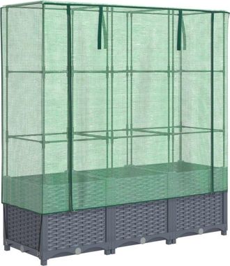 vidaXL Arriate Con Cubierta Invernadero Aspecto Rat&aacute;n 120x40x138 Cm Vidaxl