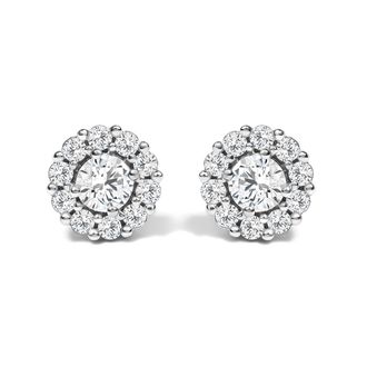 House of Brilliance 10K White Gold 3.0 Cttw Lab Grown Diamond Halo Stud Earrings
