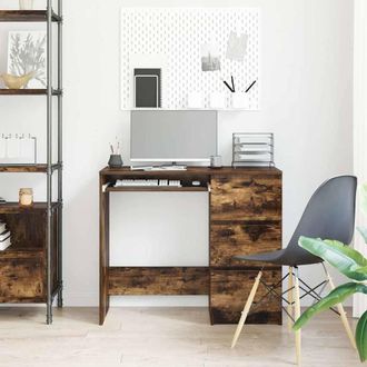 Berkfield Home Elegant Desk Smoked Oak 90x45x76 cm Engineered Wood in Brown | Size: 90 x 45 x 76 cm