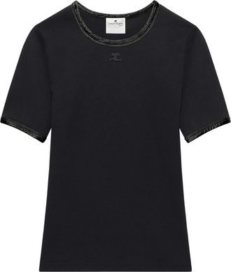Courr&egrave;ges Vinyl Trim Black Short-Sleeve T-Shirt
