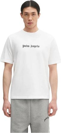 Palm Angels Classic Logo Slim T-Shirt - Heren - T-shirts - Wit - S - Katoen - Tops