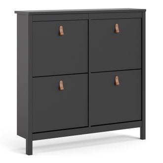 Furniture To Go Barcelona Shoe Cabinet 4 Flip Down Doors in Black