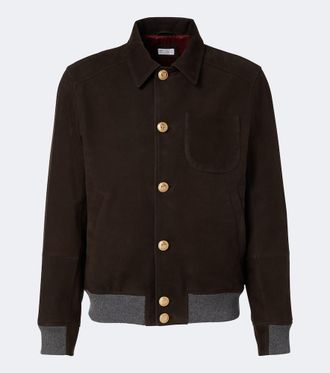 Brunello Cucinelli Giacca blouson in pelle con cashmere