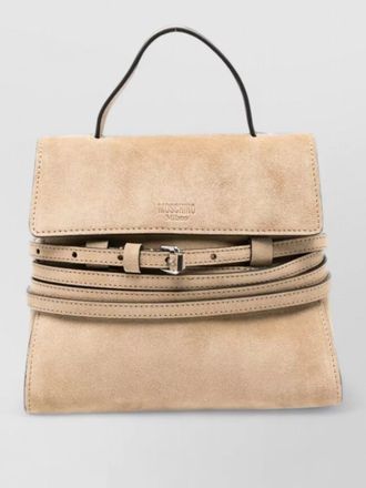 Moschino tie me leather shoulder bag buckle