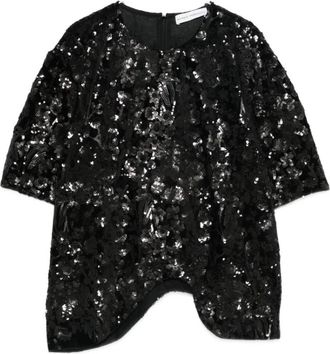 Niccol&ograve; Pasqualetti Onda Sequinned Asymmetric Top - Dames - T-shirts - Zwart - S - Katoen - Tops