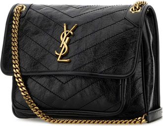 Saint Laurent Niki Calfskin Leather Shoulder Bag - Black
