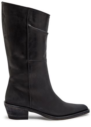 Khaite Clive 35 Gathered Leather Mid-calf Boots - Black - 39.5 (IT39.5 / UK6.5)