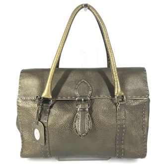 Fendi Selleria Metallic Gold Leather Handbag Tote Bag (Pre-Owned)