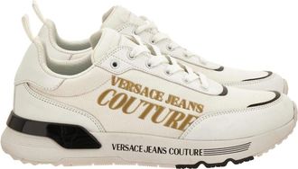 Versace Jeans Couture Sneakers met logoprint - Heren - Sneakers - Wit - 42 EU - Leer - Schoenen