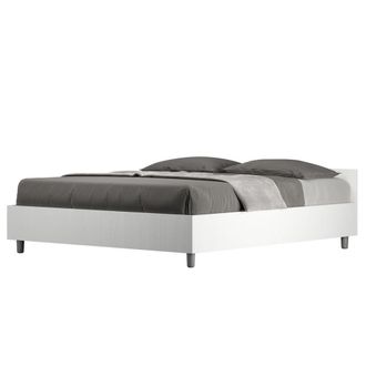 ITYhome Cama sin somier 160x190 efecto madera fresno blanco