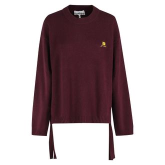 Ganni Crew Neck Jumper - female - Ganni - Round-neck Knitwear - Red - 2XS/XS - Knitwear