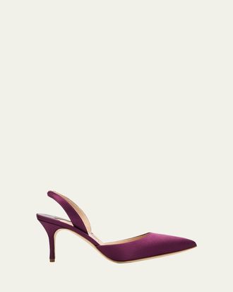 Manolo Blahnik 70mm Carolyne Satin Slingback Pumps