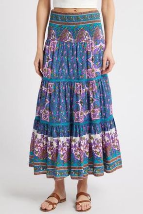 Alicia Bell Mandy Cotton & Silk Maxi Cover-Up Skirt in Purple Brown Print at Nordstrom Rack, Size X-Large