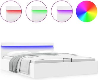 vidaXL Vidaxl - Cama Canap&eacute; Hidr&aacute;ulica Con Led Sin Colch&oacute;n Blanco 180x200 Cm