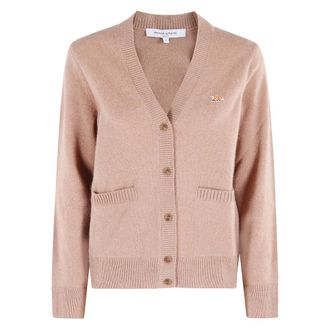 Maison Kitsun&eacute; Cardigans, female, Brown, M, Baby Fox Lambswool Boxy Cardigan