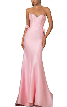 Portia & Scarlett Mermaid Gown With Detachable Side Bows In Light Pink
