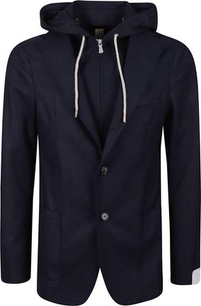 Eleventy Slim-Fit Hooded Blazer With Alcantara Accents