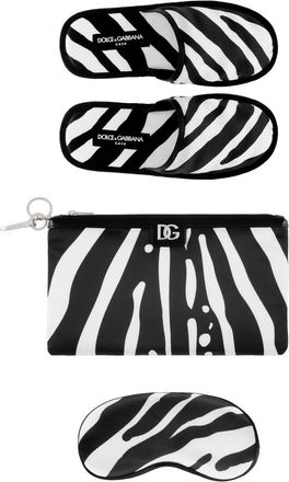 Dolce & Gabbana Comfort Kit travel pouch set - unisex - CALFSKIN/Silk/Polyester/Viscose - M - Black