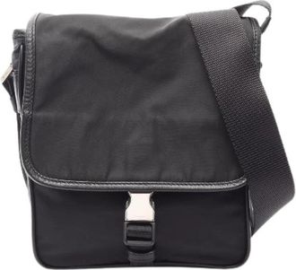 Prada Pre-owned Viaggio Nylon Saffiano Leather Shoulder Bag - Dames - Vintage Schoudertas - Zwart - ONE Size - Nylon - Vintage