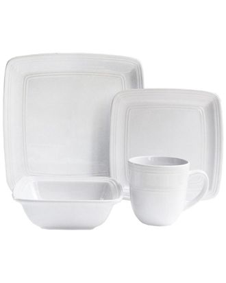 American Atelier Dnu American Atelier Madelyn White Square 16Pc Dinnerware Set