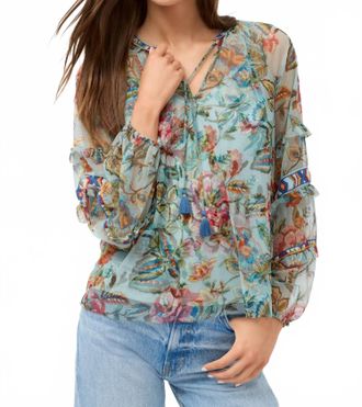 Johnny Was Womens Sapphire Mesh Blouse In Multicolor