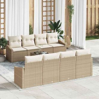 vidaXL Conjunto De Sof&aacute; De Jard&iacute;n 9 Pcs Beige, Crema 55 X 55 X 37 Cm Vidaxl