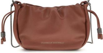 Brunello Cucinelli Brown Calf Leather Bos Taurus Shoulder Womens Bag