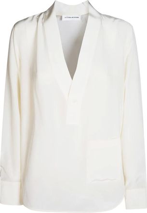 Victoria Beckham Overhemden, Dames, Beige, 2Xs, V-hals Blouse