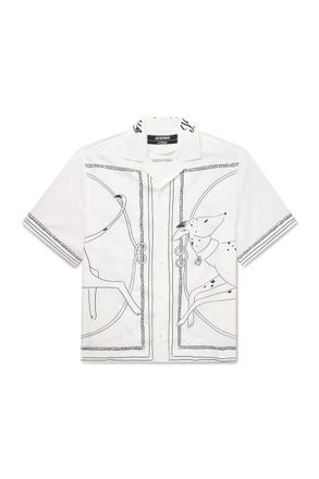 Jacquemus Jean Camp-Collar Printed Cotton-Poplin Shirt