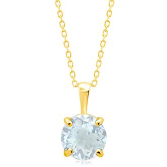 MAX + STONE 14k Yellow or White Gold 8mm Gemstone Round Pendant Necklace with 18 Inch Chain