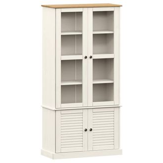 Berkfield Home Glass Display Cabinet VIGO White 85x35x170 cm Solid Wood Pine | Size: 85 x 35 x 170 cm