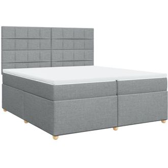 vidaXL Vidaxl - Cama Box Spring Con Colch&oacute;n Tela Gris Claro 200x200 Cm