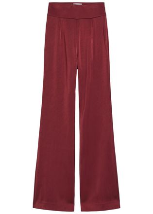 Galvan Flared-leg Satin Trousers - Dark Red - 34 (UK6 / XS)