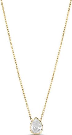 SHYMI Mini Heart Bezel Pendant Necklace in Gold/White/pear Cut at Nordstrom, Size 16