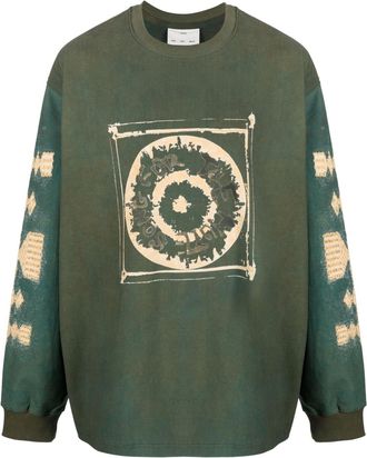 Song for the Mute logo-print long-sleeved sweatshirt - men - Cotton - 46 - Green