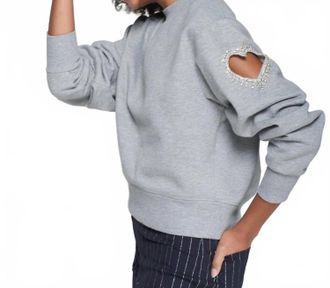 Vilagallo Cut Out Heart Sweater In Grey