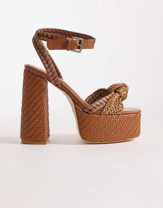 Azalea Wang Azalea Wang - Sahara - Sandali con tacco e plateau marroni intrecciati-Marrone