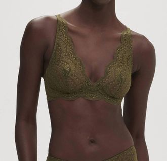 Simone P&eacute;r&egrave;le Karma Lace Unlined Bralette In Adventure Green