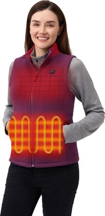 Ororo Upgraded Womens 4-Zone Heated Fleece Gilet with Heated Collar, Electric Heated Vest Base Layer with Power Bank (Purple,XL)