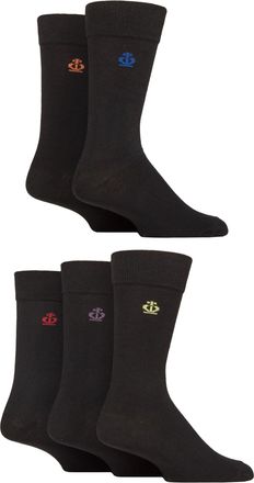 Jeff Banks Mens Plain Socks - Designer Branded for Everday or Suit with Soft Recycled Cotton Multipack of 5 Size 7-11 (UK, Numeric, 7, 11, Regular, Regular, Blac