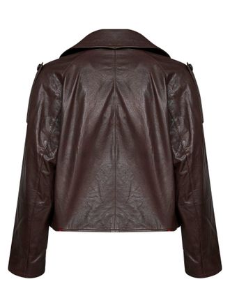 Max Mara Womens Pea Coat Wkdfelino Chocolate Nappa Leather Brown Jacket