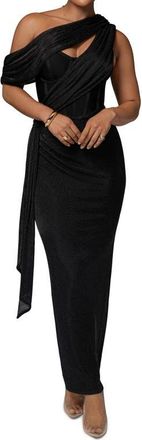 JLUXLABEL CELESTINA DRAPED MAXI DRESS in Black at Nordstrom, Size X-Small