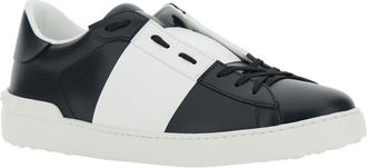Valentino Garavani Mens Low Top Sneakers Open White-Black Leather Calf Trainers White/black