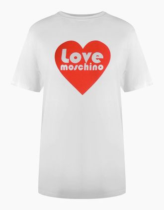 Love Moschino Womens Love Moschino Heart Logo White T-Shirt - Size: 18/16