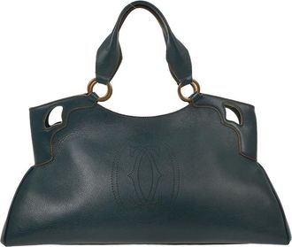 Cartier Cartier Marcello Handbag Leather Green Leather Handbag (Pre-Owned)