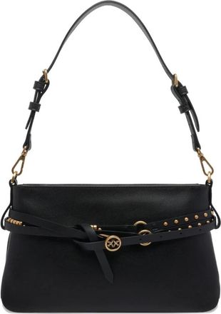 Pinko Schoudertas van leer met studs - Dames - Schoudertassen - Zwart - ONE Size - Leer - Tassen