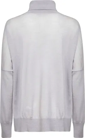 Blanca Vita Womens Oversized Turtleneck Sweater Grey Virgin Wool