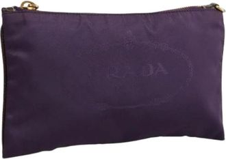 Prada Pre-owned Clutches, female, Purple, Size: ONE SIZE Pre-owned Vintage Nylon Clutch